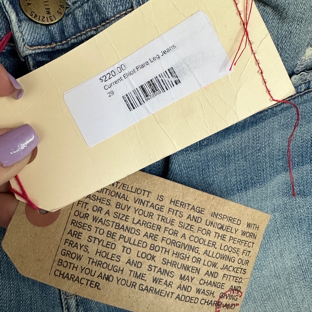 Women's Blue Distressed Flare Jeans - Picture 9 of 10